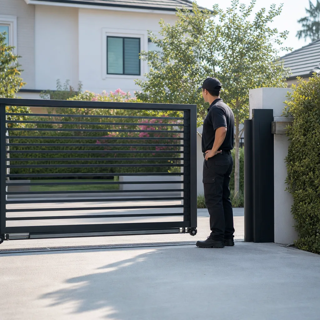 Illustration for automatic gate opener installation